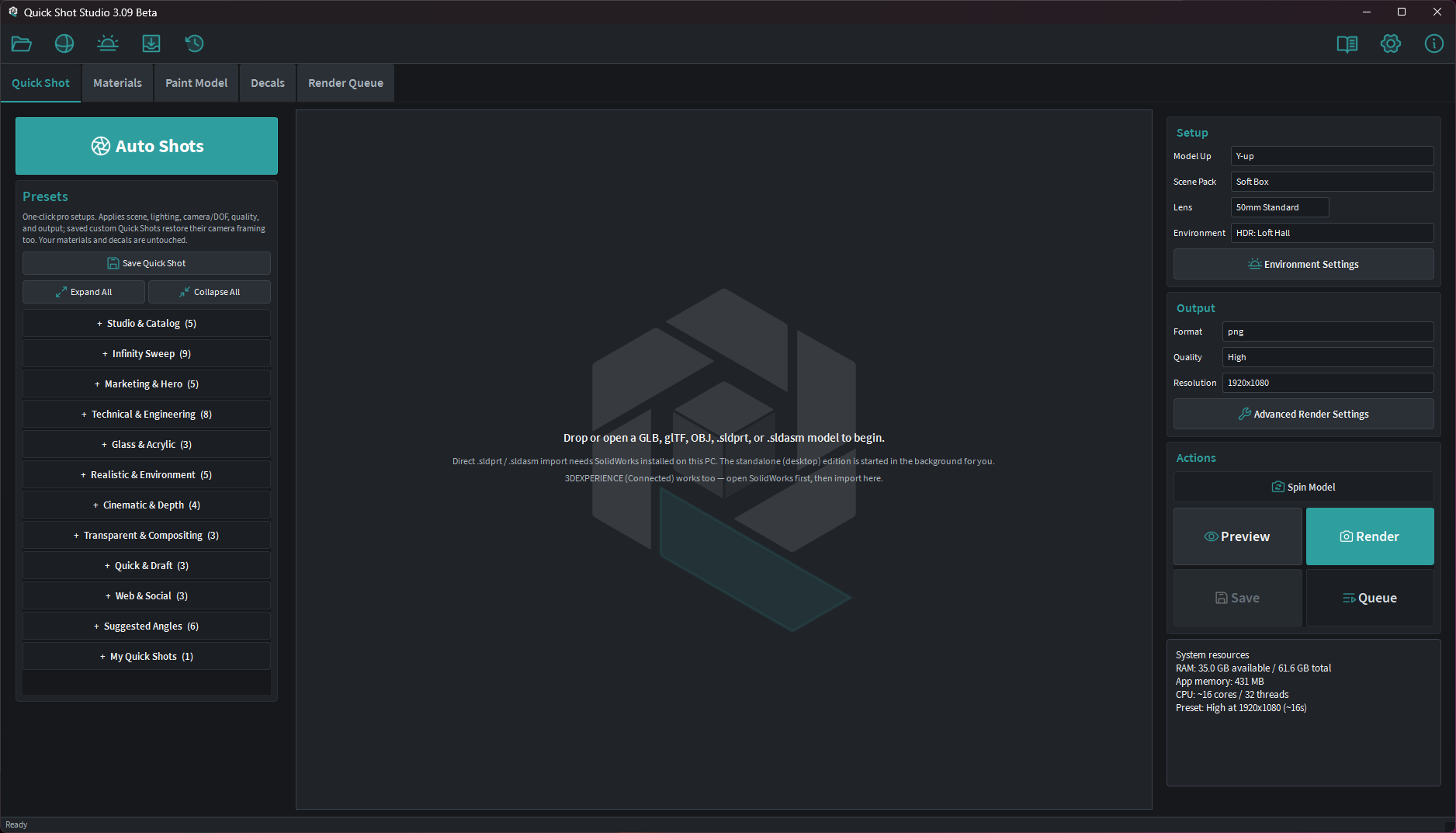 Blurred preview of the Quick Shot Studio beta interface